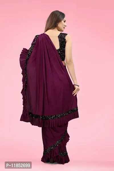 New Launched Lycra Saree with Blouse piece For Women-thumb2