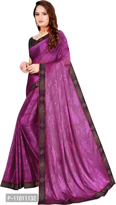 Stylish Lycra Purple Bollywood Saree with Blouse piece For Women Pack Of 1-thumb0