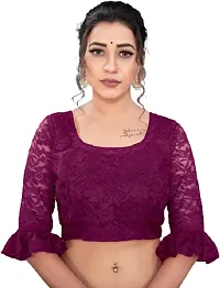 Stylish Net Magenta Bollywood Saree with Blouse piece For Women Pack Of 1-thumb2