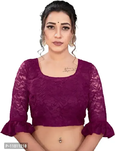 Stylish Net Magenta Bollywood Saree with Blouse piece For Women Pack Of 1-thumb3