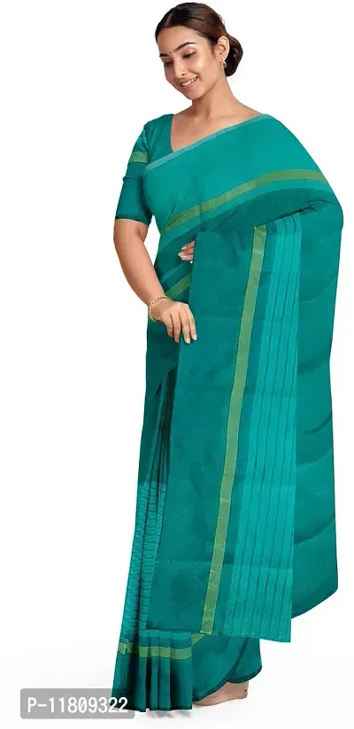 Stylish Cotton Silk Green Daily Wear Saree with Blouse piece For Women Pack Of 1-thumb0