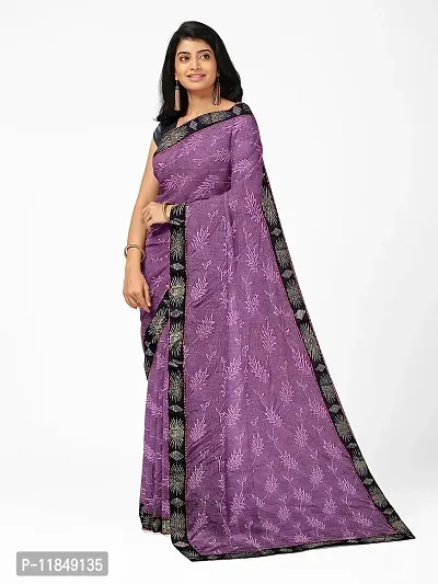 Trendy Lycra Saree with Blouse piece For Women-thumb2