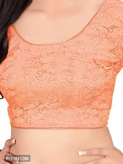 Stylish Net Orange Bollywood Saree with Blouse piece For Women Pack Of 1-thumb3