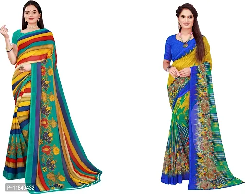 Attractive Georgette Saree with Blouse piece For Women Pack Of 2