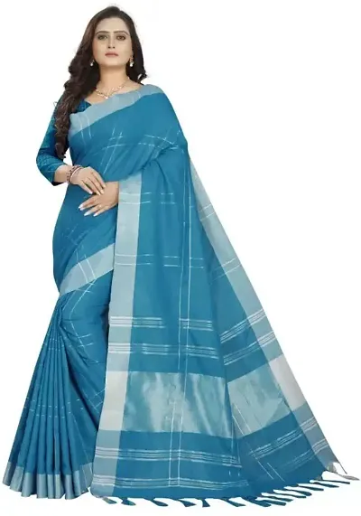 Classic Blend Checked Saree with Blouse piece