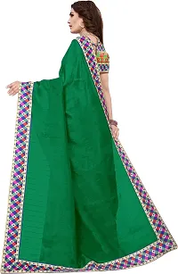 Stylish Silk Blend Green Bhagalpuri Saree with Blouse piece For Women Pack Of 1-thumb1