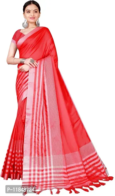 Trendy Cotton Silk Saree with Blouse piece For Women-thumb0