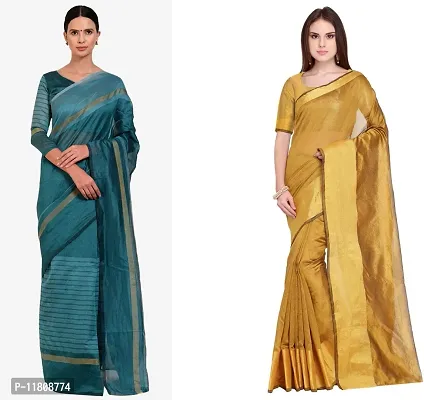 Stylish Cotton Silk Multicoloured Daily Wear Saree with Blouse piece For Women Pack Of 2-thumb0