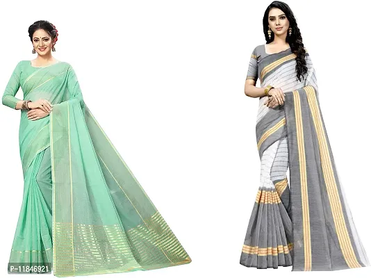 Attractive Art Silk Saree with Blouse piece For Women Pack Of 2-thumb0