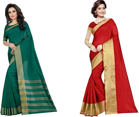 Beautiful Silk Saree With Blouse Piece Pack Of 2