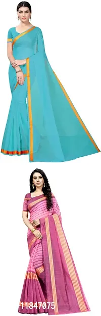 Attractive Art Silk Saree with Blouse piece For Women Pack Of 2