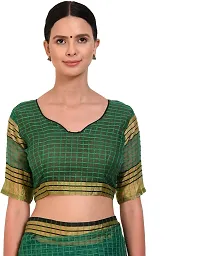 Stylish Cotton Silk Green Kota Doria Saree with Blouse piece For Women Pack Of 1-thumb3