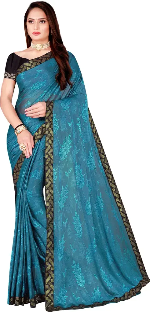 Stylish Lycra Bollywood Saree with Blouse piece For Women Pack Of 1