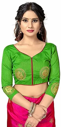 Attractive Silk Blend Saree with Blouse piece For Women-thumb1