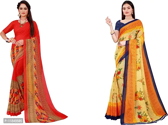 Attractive Georgette Saree with Blouse piece For Women Pack Of 2