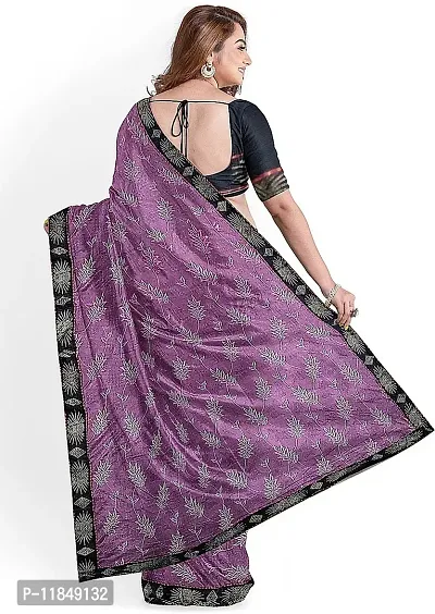 Trendy Lycra Saree with Blouse piece For Women-thumb2