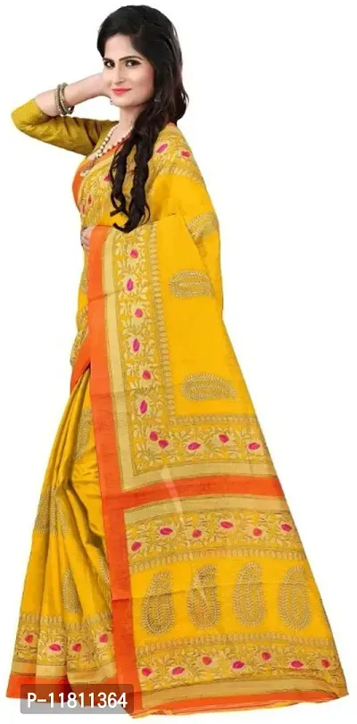 Stylish Art Silk Yellow Bollywood Saree with Blouse piece For Women Pack Of 1-thumb0