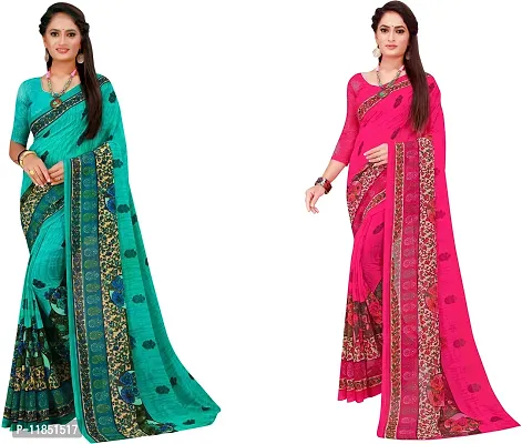 Attractive Georgette Saree with Blouse piece For Women Pack Of 2