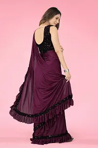 Trendy Lycra Saree with Blouse piece For Women-thumb2
