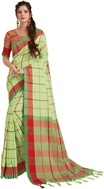 Women Stylish Silk Blend Striped Saree with Blouse piece