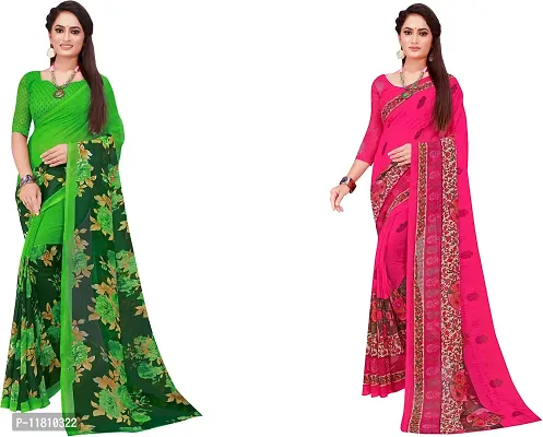 Stylish Georgette Multicoloured Daily Wear Saree with Blouse piece For Women Pack Of 2