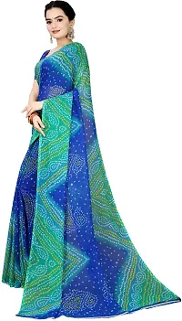 Stylish Georgette Blue Bandhani Saree with Blouse piece For Women Pack Of 1-thumb3