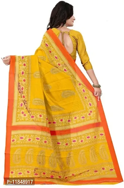 Trendy Silk Blend Saree with Blouse piece For Women-thumb2