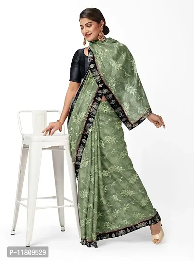 Stylish Lycra Green Bollywood Saree with Blouse piece For Women Pack Of 1-thumb0