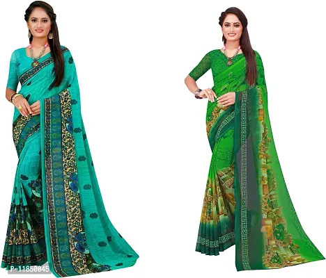 Attractive Georgette Saree with Blouse piece For Women Pack Of 2