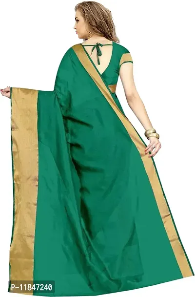 Attractive Cotton Blend Saree with Blouse piece For Women-thumb3