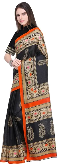 Stylish Art Silk Black Bollywood Saree with Blouse piece For Women Pack Of 1-thumb1