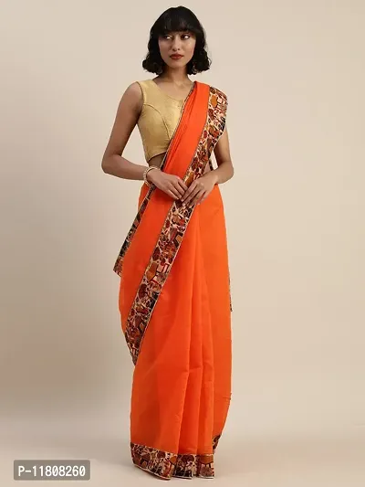 Stylish Cotton Blend Orange Bollywood Saree with Blouse piece For Women Pack Of 1-thumb0