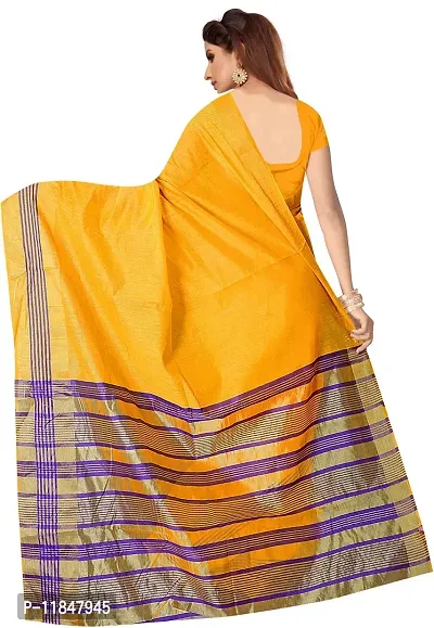 Attractive Silk Blend Saree with Blouse piece For Women-thumb3