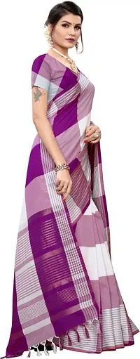 Trendy Linen Saree with Blouse piece For Women-thumb3