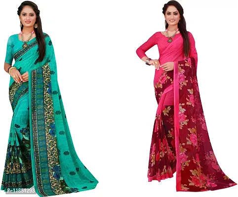 Attractive Georgette Saree with Blouse piece For Women Pack Of 2