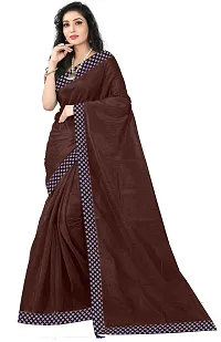 Stylish Cotton Blend Brown Bollywood Saree with Blouse piece For Women Pack Of 1-thumb1