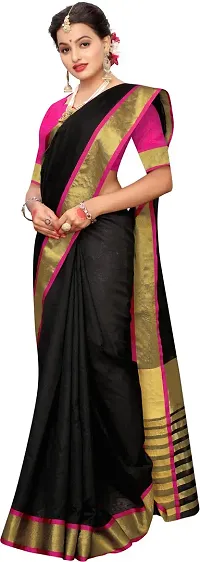 Trendy Chanderi Silk Saree with Blouse piece For Women-thumb3