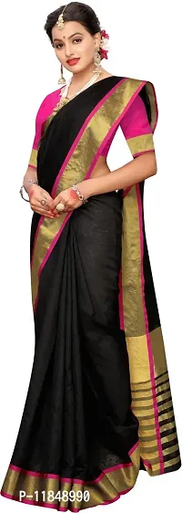 Trendy Chanderi Silk Saree with Blouse piece For Women-thumb4