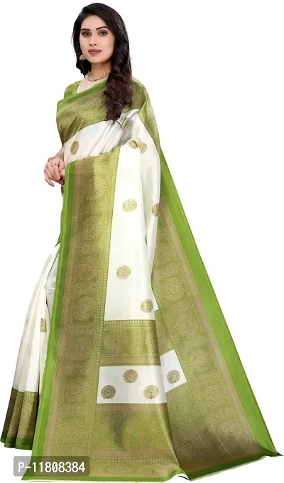 Stylish Art Silk Green Kalamkari Saree with Blouse piece For Women Pack Of 1-thumb2