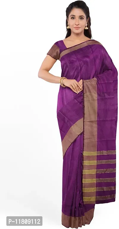 Stylish Cotton Silk Purple Daily Wear Saree with Blouse piece For Women Pack Of 1-thumb0