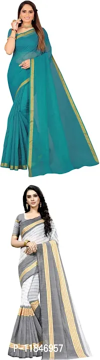 Attractive Art Silk Saree with Blouse piece For Women Pack Of 2-thumb0