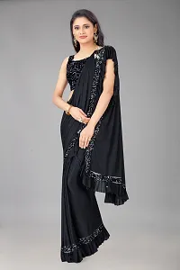 Trendy Lycra Saree with Blouse piece For Women-thumb3