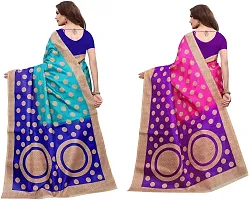 Attractive Art Silk Saree with Blouse piece For Women Pack Of 2-thumb1