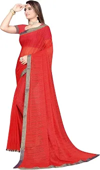 Stylish Lycra Red Bollywood Saree with Blouse piece For Women Pack Of 1-thumb1