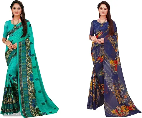 Attractive Georgette Saree with Blouse piece For Women Pack Of 2