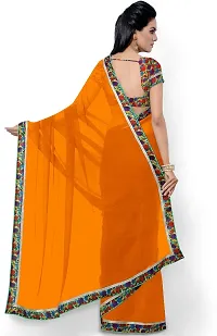 Stylish Georgette Orange Daily Wear Saree with Blouse piece For Women Pack Of 1-thumb1