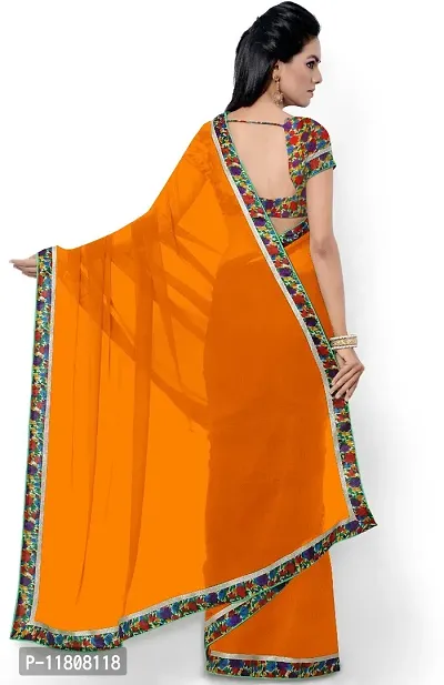 Stylish Georgette Orange Daily Wear Saree with Blouse piece For Women Pack Of 1-thumb2