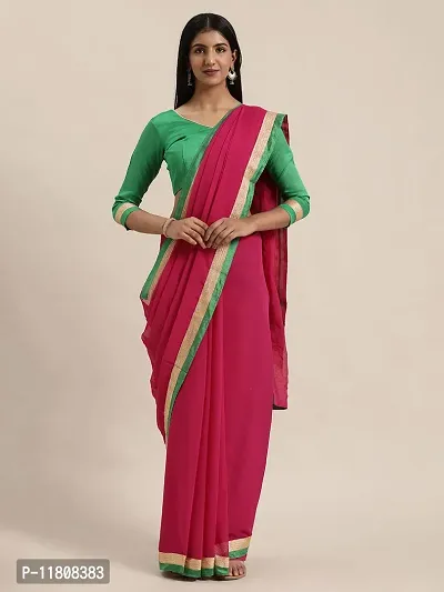 Stylish Lycra Pink Bollywood Saree with Blouse piece For Women Pack Of 1