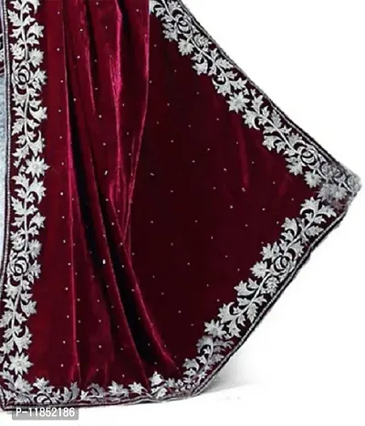 New Launched Velvet Saree with Blouse piece For Women-thumb2