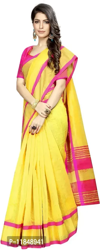 Trendy Cotton Silk Saree with Blouse piece For Women-thumb3